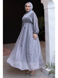 Grey - Fully Lined - Modest Dress