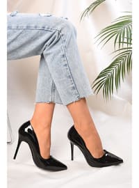 Women's Black Patent Leather Classic Heel Stiletto Black