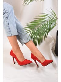 Women's Red Suede Classic Heel Stiletto Red