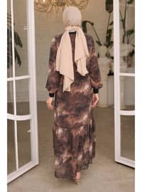 Brown - Fully Lined - Modest Dress