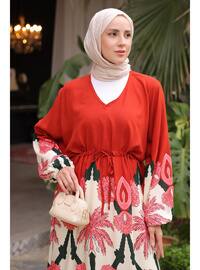 Brick Red - Fully Lined - Modest Dress