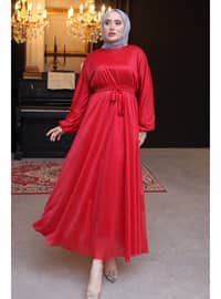 Red - Fully Lined - Modest Dress
