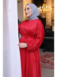 Red - Fully Lined - Modest Dress