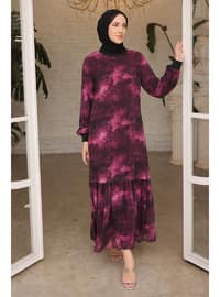 Maroon - Fully Lined - Modest Dress