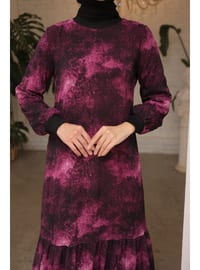 Maroon - Fully Lined - Modest Dress