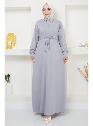 Grey - Modest Dress - Hafsa Mina