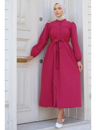 Burgundy - Modest Dress - Hafsa Mina