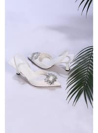 Women's White Stone High Heel Shoes White