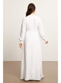 أبيض - فستان مقاس كبير