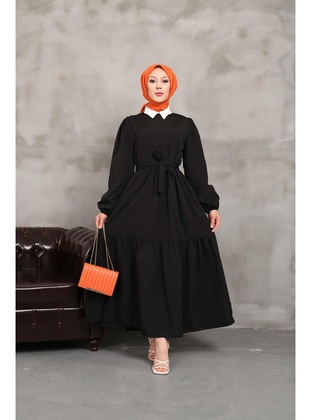 Black - Modest Dress - Nergis Neva