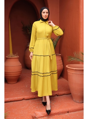 Olive Green - Unlined - Modest Dress - İmaj Butik