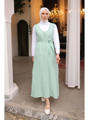Green - Unlined - Modest Dress - İmaj Butik