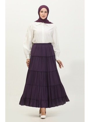Purple - Plus Size Skirt - GELİNCE