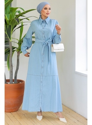 Light Blue - Modest Dress - Bestenur