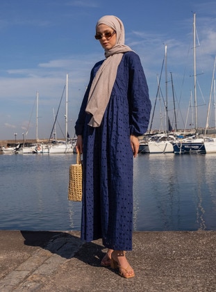 Navy Blue - Modest Dress - Refka