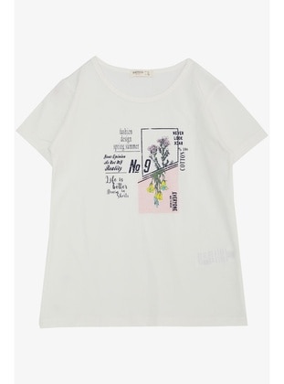 Ecru - 150gr - Girls` T-Shirt - Breeze Girls&Boys