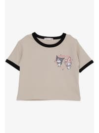 Beige - 150gr - Girls` T-Shirt