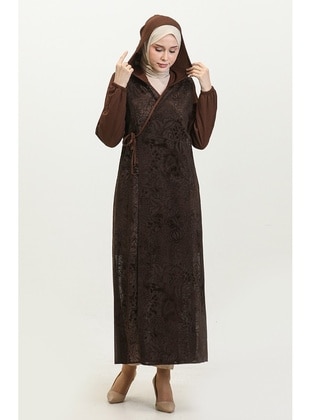 Brown - Plus Size Topcoat - GELİNCE