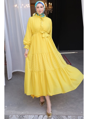 أصفر - فستان - Benguen