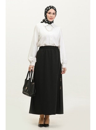 Black - Plus Size Skirt - GELİNCE