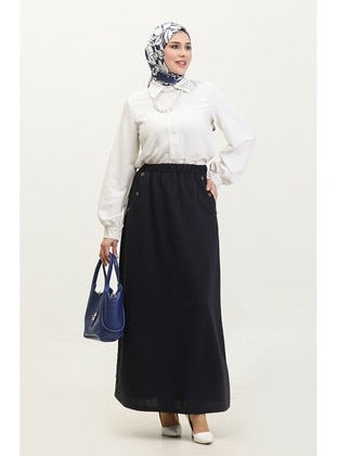 Navy Blue - Plus Size Skirt - GELİNCE