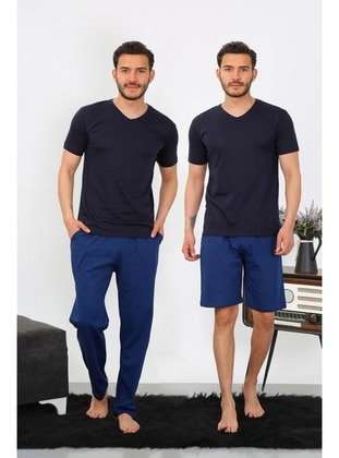 Navy Blue - Men`s Pyjama Sets - Akbeniz