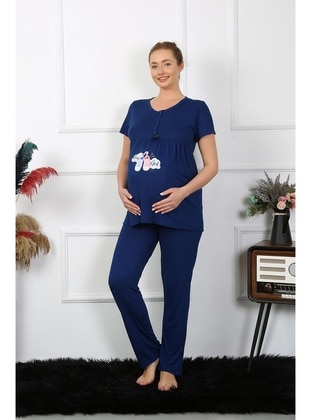Navy Blue - Maternity Pyjamas - Akbeniz