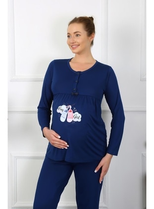 Navy Blue - Maternity Pyjamas - Akbeniz