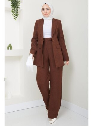 Brown - Suit - Hafsa Mina