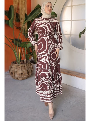 Brown - Modest Dress - Benguen