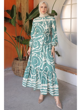 Green - Modest Dress - Benguen