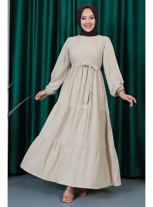 Beige - Unlined - Modest Dress - İmaj Butik