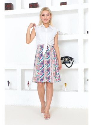 Stone Color - Plus Size Skirt - Maymara