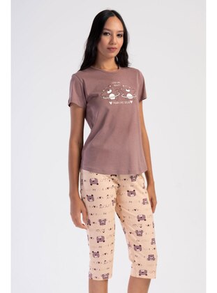 Brown - Pyjama Set - Vienetta