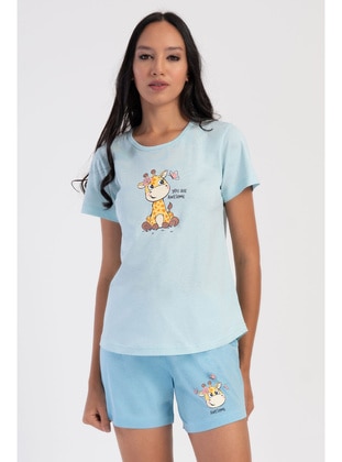 Pamuklu Kadın Kısa Kol Şortlu Pijama Takım , 401100