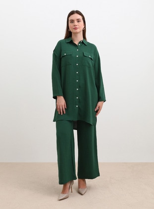 Dark Green - Plus Size Suit - Alia