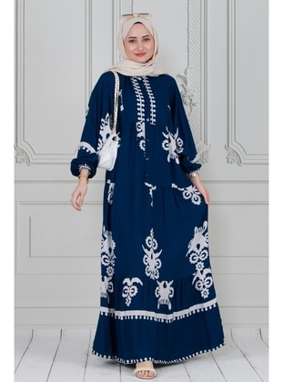 Navy Blue - Modest Dress - Sevitli