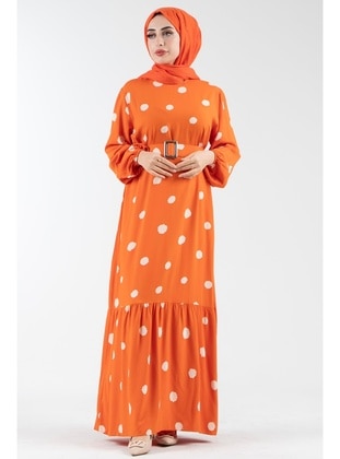 برتقالي - فستان - Sevitli