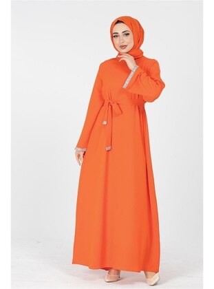 برتقالي - فستان - Sevitli