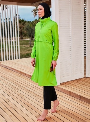أخضر - نسيج غير مبطن - تصاميم بطبعات - ملابس السباحة للمحجبات - Marina