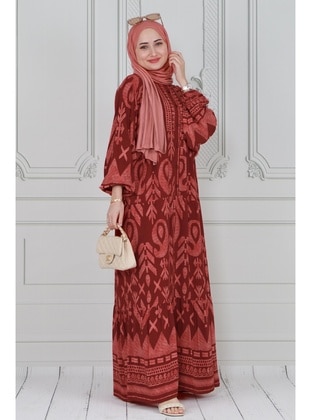 Brick Red - Modest Dress - Sevitli