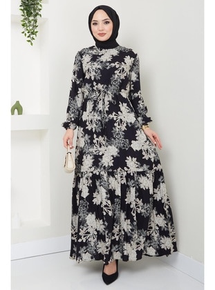 Beige - Modest Dress - Hafsa Mina