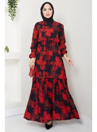 Red - Modest Dress - Hafsa Mina