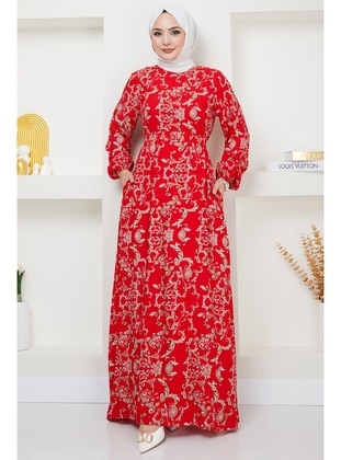 Red - Modest Dress - Hafsa Mina