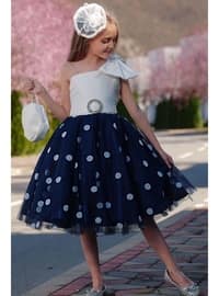 Navy Blue - Fully Lined - Girls` Dress