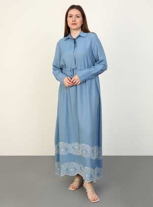 Blue - Plus Size Dress - Alia