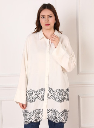 White - Plus Size Tunic - Alia