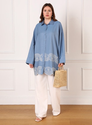 Blue - Plus Size Tunic - Alia