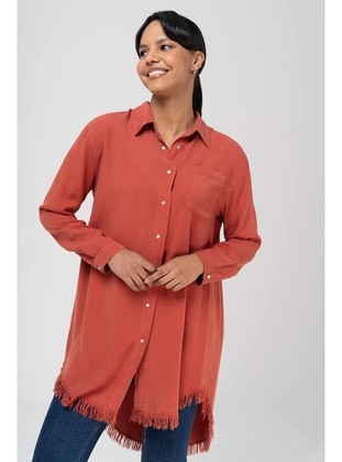 Brick Red - Cuban Collar - Tunic - Olcay