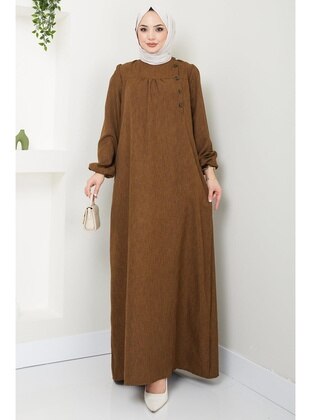 Brown - Modest Dress - Hafsa Mina
